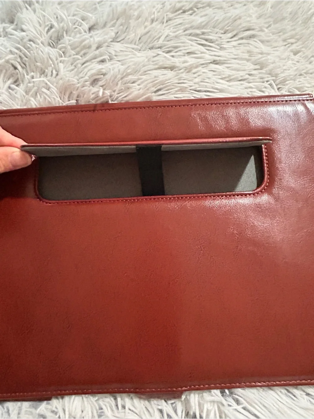 Leather Tablet Folio in Rust Brown